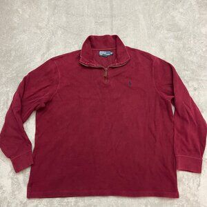 VTG Polo Ralph Lauren Estate Rib 1/4 Zip Sweater Pullover Mens XL Red